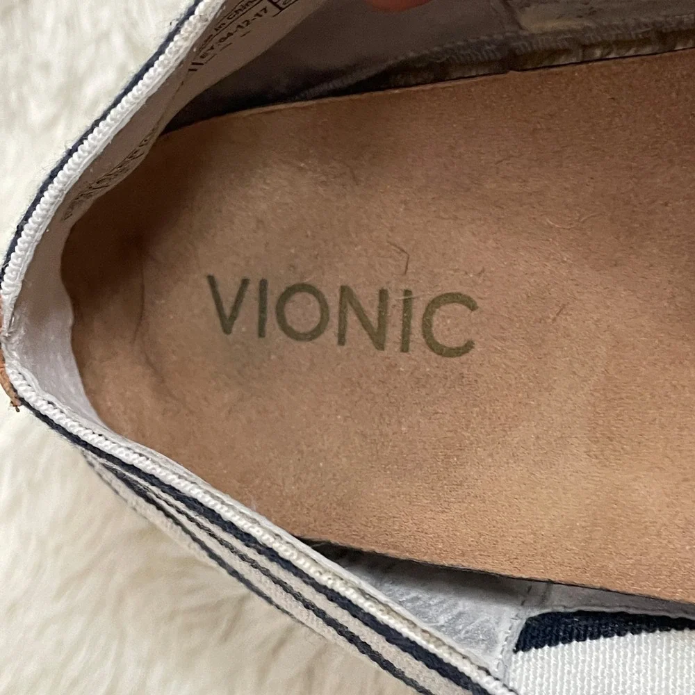 Vionic Espadrille Shoes Womens 10 Striped Stretch Canvas Flats Slip On Nautical‎
